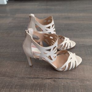 Audrey Brooke Beige Cutout Heels